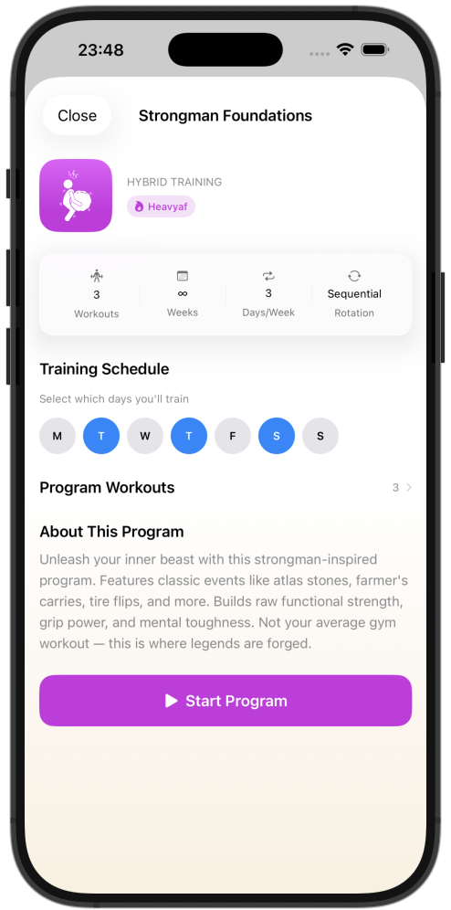 Strongman Foundations program detail