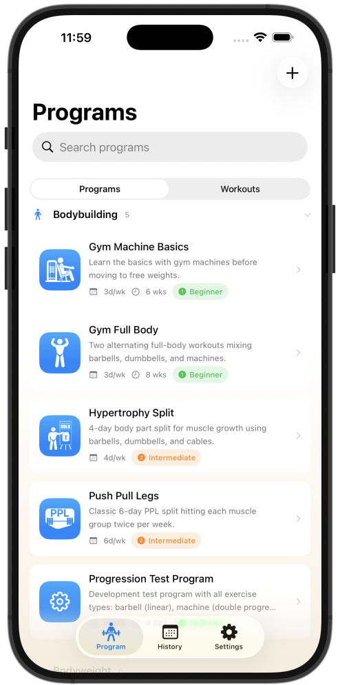 Bodybuilding programs