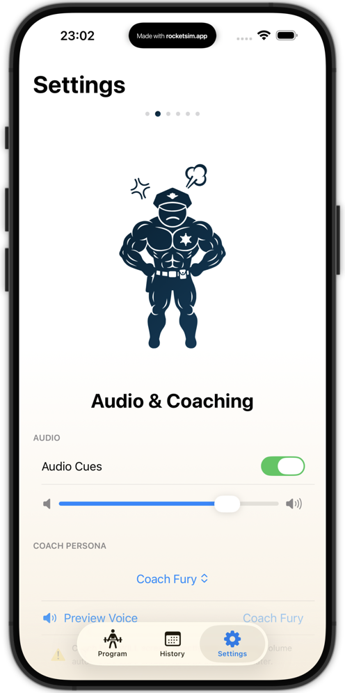 Coach Fury persona settings